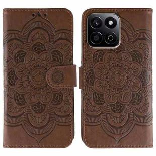For Honor Play 60 Plus / 200 Smart / X7C Sun Mandala Embossing Pattern Phone Leather Case(Brown)