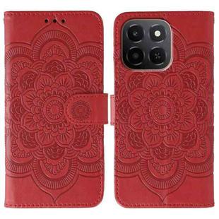 For Honor X6c 4G Sun Mandala Embossing Pattern Phone Leather Case(Red)