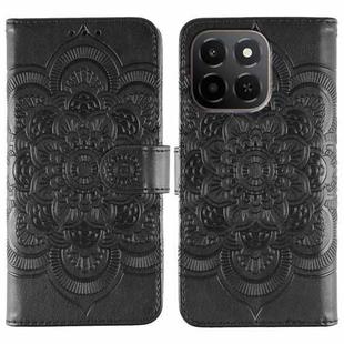 For Honor X6c 4G Sun Mandala Embossing Pattern Phone Leather Case(Black)