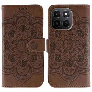 For Honor X6c 4G Sun Mandala Embossing Pattern Phone Leather Case(Brown)