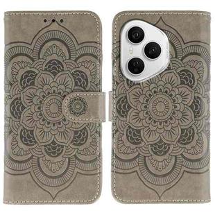 For Honor 400 Pro Global 160.8mm Sun Mandala Embossing Pattern Phone Leather Case(Grey)