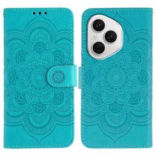 For Honor 400 Pro Global 160.8mm Sun Mandala Embossing Pattern Phone Leather Case(Blue)