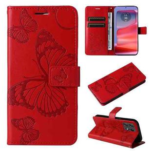 For Motorola Edge 50 Pro 3D Butterfly Embossed Pattern Flip Leather Phone Case(Red)
