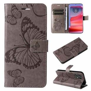 For Motorola Edge 50 Pro 3D Butterfly Embossed Pattern Flip Leather Phone Case(Grey)