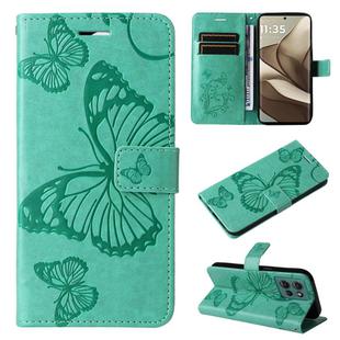 For Motorola Edge 50 5G 3D Butterfly Embossed Pattern Flip Leather Phone Case(Green)