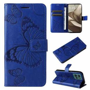 For Motorola Edge 50 5G 3D Butterfly Embossed Pattern Flip Leather Phone Case(Blue)