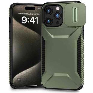 For iPhone 15 Pro Max Sliding Camshield Phone Case(Alpine Green)