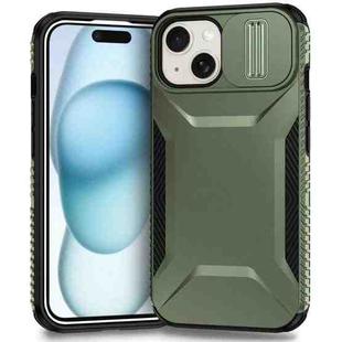 For iPhone 15 Plus Sliding Camshield Phone Case(Alpine Green)