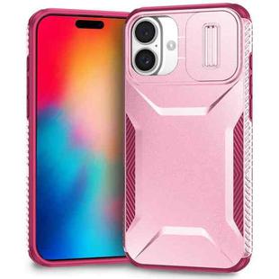 For iPhone 16 Sliding Camshield Phone Case(Pink + Rose Red)