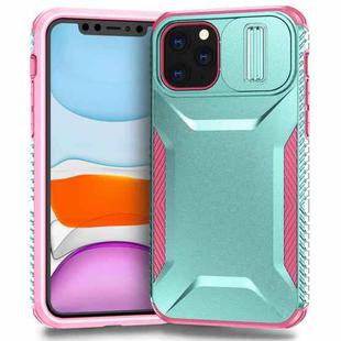 For iPhone 11 Pro Sliding Camshield Phone Case(Grey Green + Pink)