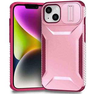 For iPhone 14 / 13 Sliding Camshield Phone Case(Pink + Rose Red)