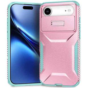 For iPhone 17 Air Sliding Camshield Phone Case(Grey Green + Pink)