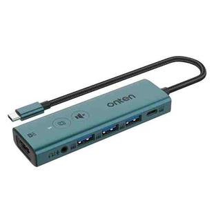 Onten UC123+ USB-C / Type-C to HDTV Multi-function HUB Docking Station with Button, Length:1.5m(Green)