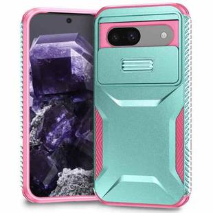 For Google Pixel 8a Sliding Camshield Phone Case(Grey Green + Pink)
