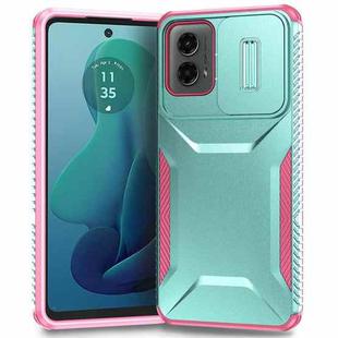 For Motorola Moto G 5G 2024 Sliding Camshield Phone Case(Grey Green + Pink)
