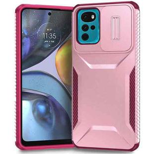 For Motorola Moto G22 2024 Sliding Camshield Phone Case(Pink + Rose Red)