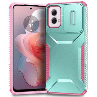 For Motorola Moto G Power 5G 2024 Sliding Camshield Phone Case(Grey Green + Pink)