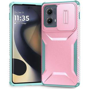 For Motorola Edge 5G 2024 Sliding Camshield Phone Case(Pink + Grey Green)