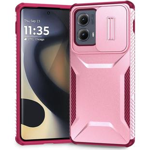 For Motorola Edge 5G 2024 Sliding Camshield Phone Case(Pink + Rose Red)