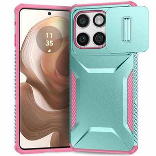 For Motorola Edge 5G 2025 Sliding Camshield Phone Case(Pink + Grey Green)
