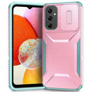 For Samsung Galaxy A14 5G Sliding Camshield Phone Case(Pink + Grey Green)