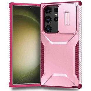 For Samsung Galaxy S23 Ultra 5G Sliding Camshield Phone Case(Pink + Rose Red)