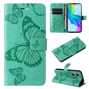 For vivo Y03 3D Butterfly Embossed Pattern Flip Leather Phone Case(Green)
