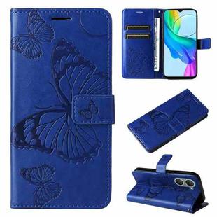 For vivo Y03 3D Butterfly Embossed Pattern Flip Leather Phone Case(Blue)