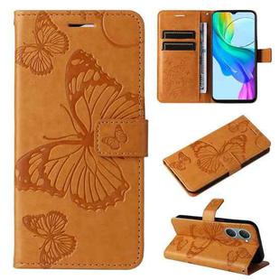 For vivo Y03 3D Butterfly Embossed Pattern Flip Leather Phone Case(Yellow)