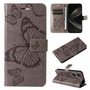 For Huawei nova 12 SE / nova 11 SE 3D Butterfly Embossed Pattern Flip Leather Phone Case(Grey)