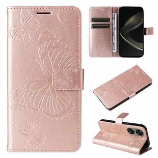 For Huawei nova 12 SE / nova 11 SE 3D Butterfly Embossed Pattern Flip Leather Phone Case(Rose Gold)