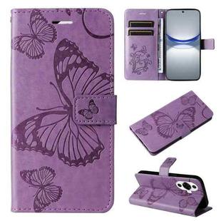 For Huawei nova 12s 3D Butterfly Embossed Pattern Flip Leather Phone Case(Purple)