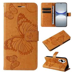 For Huawei nova 12s 3D Butterfly Embossed Pattern Flip Leather Phone Case(Yellow)