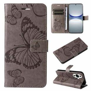 For Huawei nova 12s 3D Butterfly Embossed Pattern Flip Leather Phone Case(Grey)