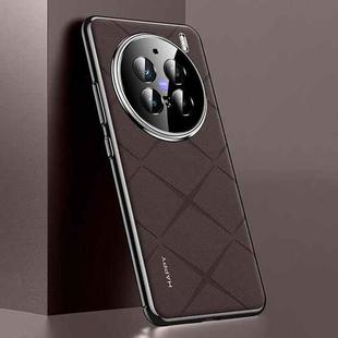 For vivo X200 Pro Plain Leather PC Phone Case(Brown)