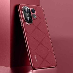 For vivo S30 Pro mini Plain Leather PC Phone Case(Wine Red)