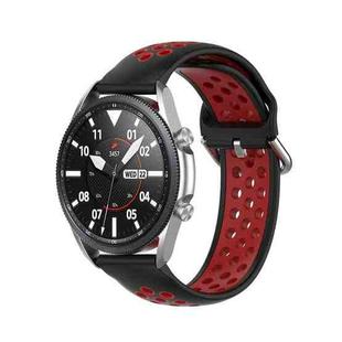 For Galaxy Watch 3 45mm Silicone Two-color Watch Band, Size: 22mm(Black Red)