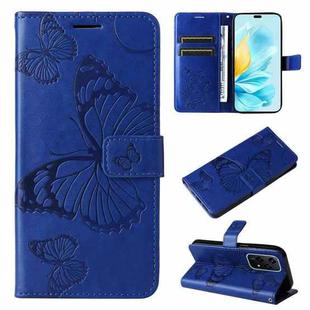 For Honor 200 Lite Global 3D Butterfly Embossed Pattern Flip Leather Phone Case(Blue)