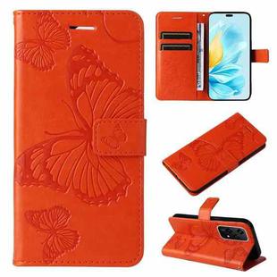 For Honor 200 Lite Global 3D Butterfly Embossed Pattern Flip Leather Phone Case(Orange)