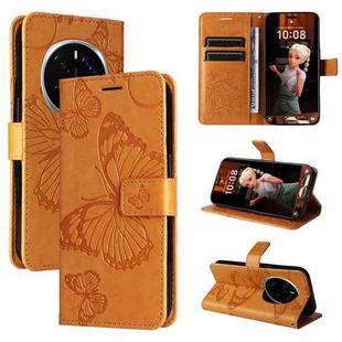 For Honor Magic7 Pro 3D Butterfly Embossed Pattern Flip Leather Phone Case(Yellow)