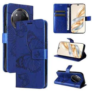 For Honor X9C 5G Global 3D Butterfly Embossed Pattern Flip Leather Phone Case(Blue)