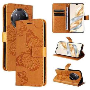 For Honor X9C 5G Global 3D Butterfly Embossed Pattern Flip Leather Phone Case(Yellow)