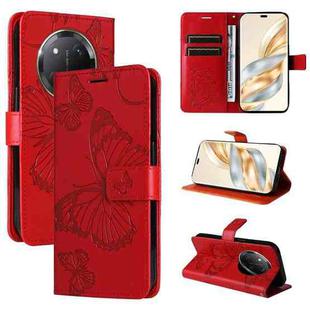 For Honor X9C 5G Global 3D Butterfly Embossed Pattern Flip Leather Phone Case(Red)