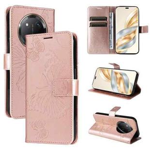 For Honor X9C 5G Global 3D Butterfly Embossed Pattern Flip Leather Phone Case(Rose Gold)