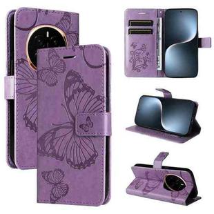 For Honor Magic7 5G 3D Butterfly Embossed Pattern Flip Leather Phone Case(Purple)