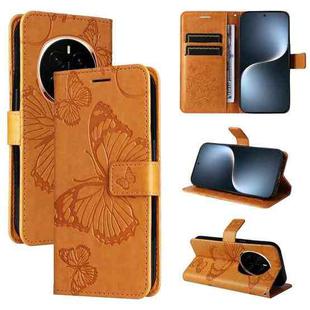 For Honor Magic7 5G 3D Butterfly Embossed Pattern Flip Leather Phone Case(Yellow)