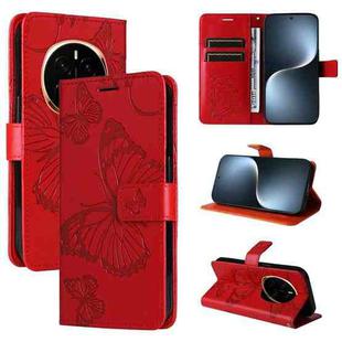 For Honor Magic7 5G 3D Butterfly Embossed Pattern Flip Leather Phone Case(Red)