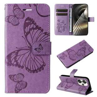 For Xiaomi Poco F6 3D Butterfly Embossed Pattern Flip Leather Phone Case(Purple)