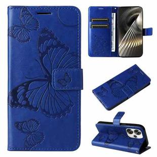 For Xiaomi Poco F6 3D Butterfly Embossed Pattern Flip Leather Phone Case(Blue)