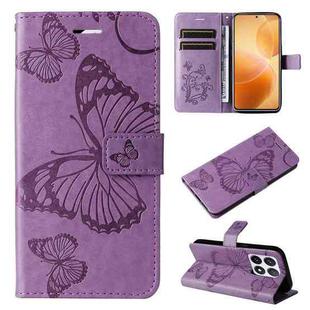 For Xiaomi 14T Pro 3D Butterfly Embossed Pattern Flip Leather Phone Case(Purple)